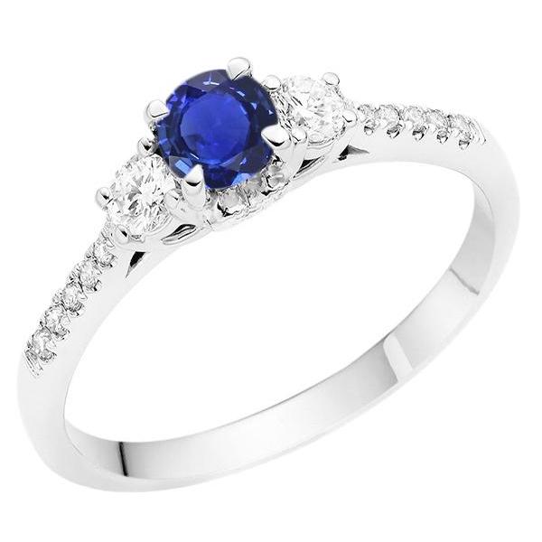 Ladies Diamond Ring 3 Stone Style Blue Sapphire With Accents 2 Carats