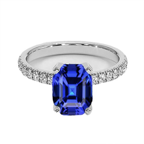 Ladies Diamond Ring Asscher Sri Lankan Sapphire 9.25 Carats Gold