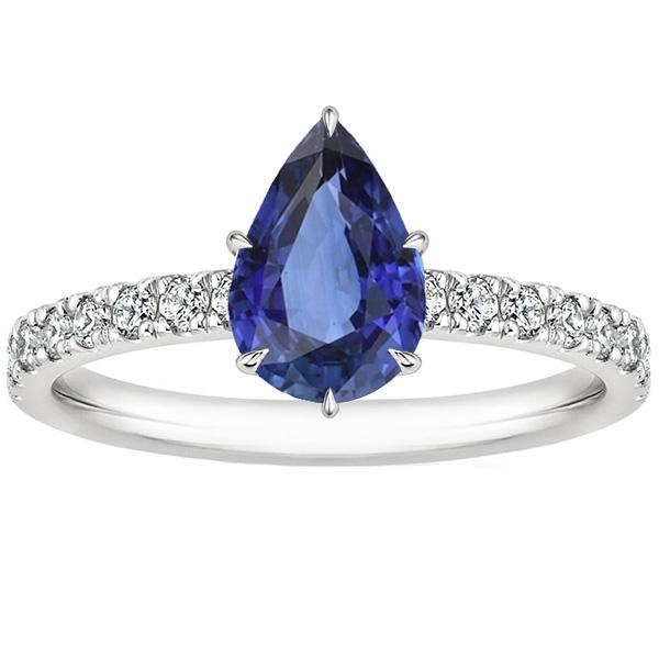 Ladies Engagement Ring Blue Sapphire With Diamond Accents 5.50 Carats