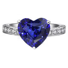 Ladies Gemstone Ring Heart Cut Sapphire & Diamonds 3 Carats Jewelry