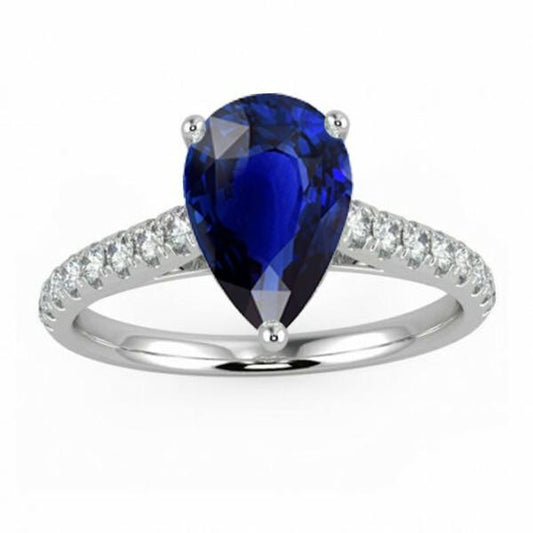 Ladies Gemstone Solitaire Ceylon Sapphire Ring With Accents 4 Carats