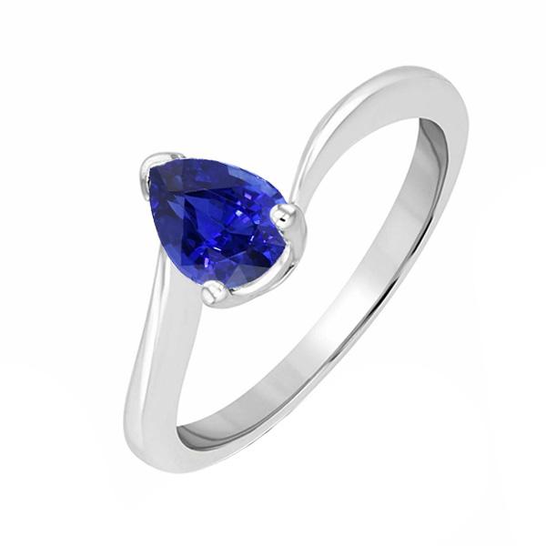 Ladies Gemstone Solitaire Pear Blue Sapphire Jewelry Ring 1.50 Carats