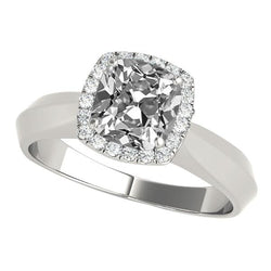 Ladies Gold Halo Cushion Old Miner Natural Earth Mined Diamond Ring 7.50 Carats Jewellery