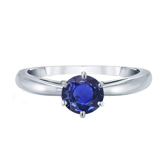 Ladies Gold Ring Blue Sapphire Solitaire 1.50 Carats Pinched Shank