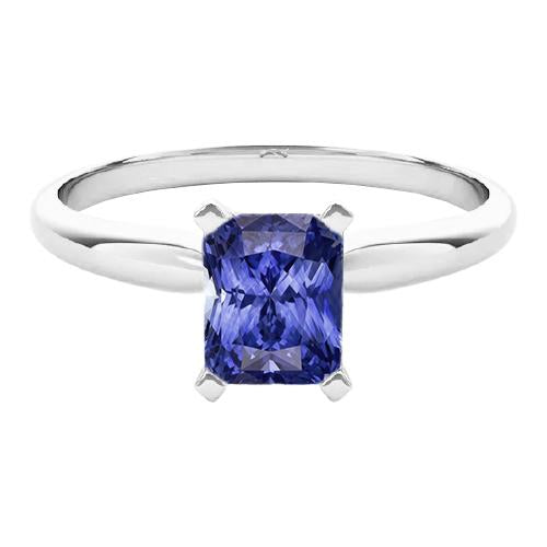 Ladies Gold Solitaire Radiant Sri Lankan Sapphire Ring 1.50 Carats