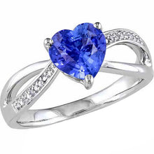 Ladies Heart Gemstone Blue Sapphire Ring 3.50 Carats Split Shank Jewelry