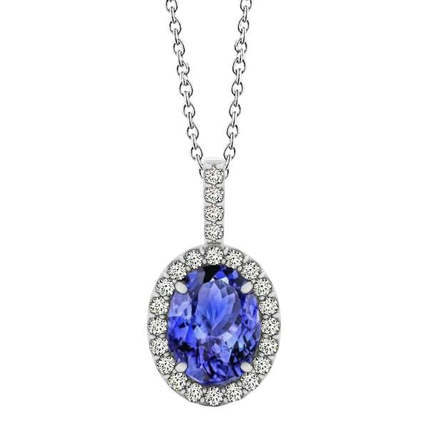 Ladies Pendant Diamonds Blue Tanzanite 16.50 Ct White Gold 14K Jewelry