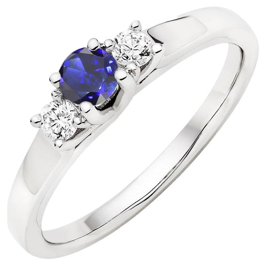 Ladies Round Diamond Engagement Ring 2 Carats Blue Sapphire Gold 14K