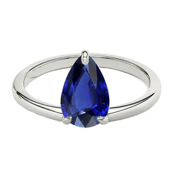 Ladies Solitaire Wedding Ring Pear Cut Blue Sapphire 2.50 Carats