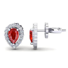 Ladies Studs Earrings 4.32 Carats Ruby And Diamonds White Gold 14K