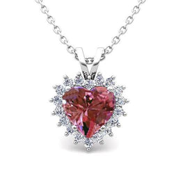 Lady Pendant Necklace With Chain 3.50 Ct. Pink Sapphire And Gold 14K