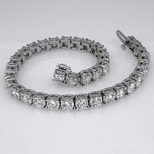 Lady Tennis Bracelet 18.50 Carats Round Cut Diamond White Gold Fine