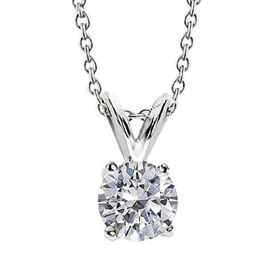 Lady White Gold 14K 2.50 Carat Big Round Cut Diamond Pendant Necklace