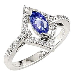 Marquise Ceylon Blue Sapphire And Diamonds White Gold Ring 4.51 Carats