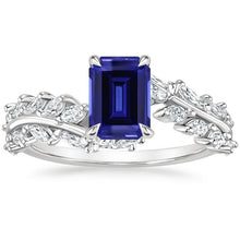 Marquise Diamond And Emerald Blue Sapphire Ring 3 Carats Jewelry