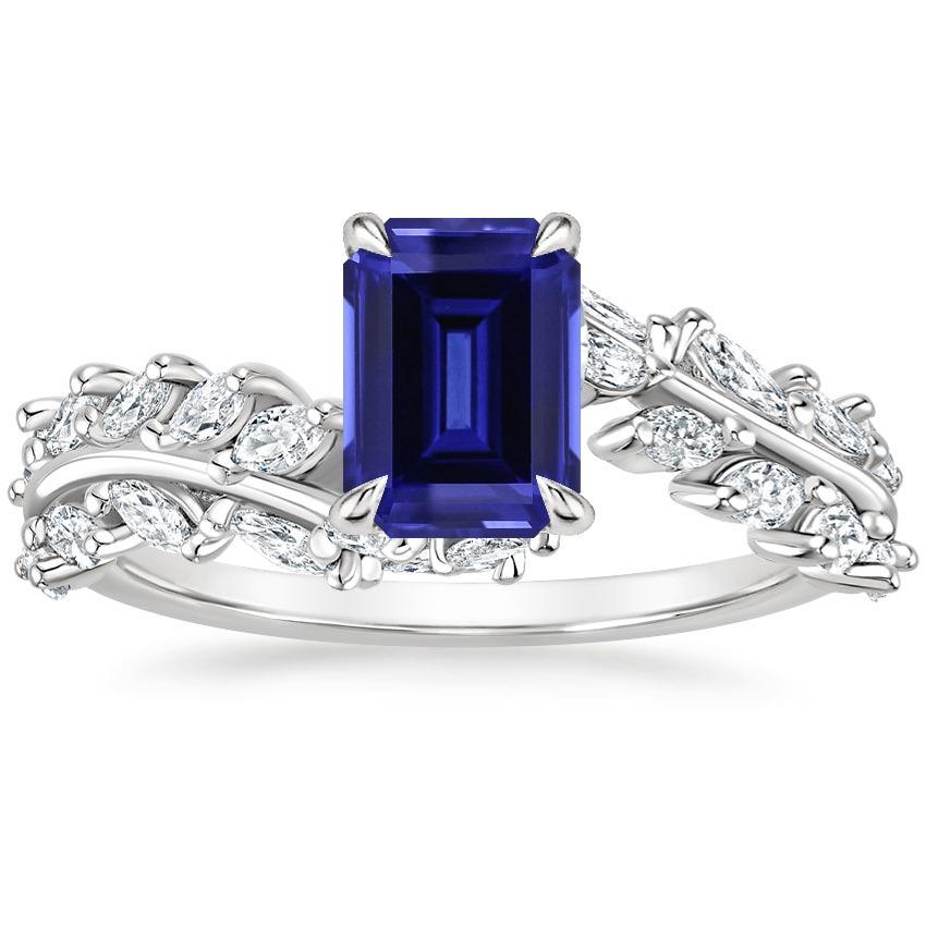 Marquise Diamond And Emerald Blue Sapphire Ring 3 Carats Jewelry