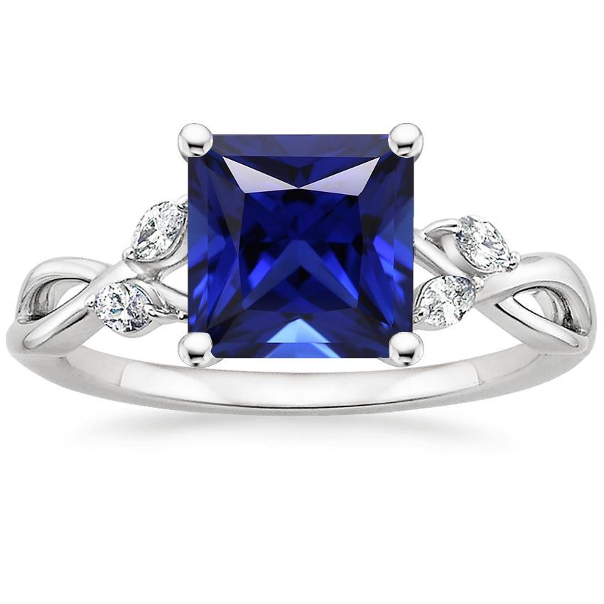 Marquise Diamond Anniversary Ring & Princess Blue Sapphire 5.25 Carats