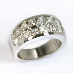 Marquise & Princess Cut Engagement Natural Earth Mined Diamond Mens Band Ring White Gold 14K 5 Ct