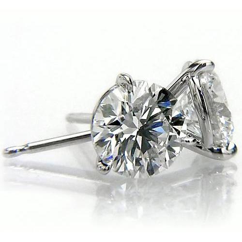 Martini Round Diamond Stud Earrings 1.50 Carats White Gold 14K