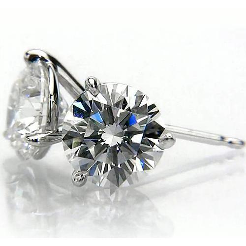 Martini Round Diamond Stud Earrings 1.50 Carats White Gold 14K