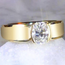 Men Solitaire Ring Oval Diamond 1.50 Carats Yellow Gold Jewelry
