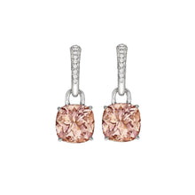 Morganite And Diamonds Dangle Earrings White Gold 14K 8.80 Carats