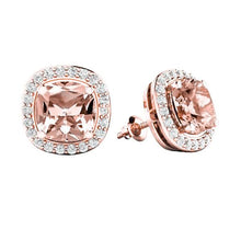 Morganite With Diamonds 12.70 Carats Studs Earrings Rose Gold 14K