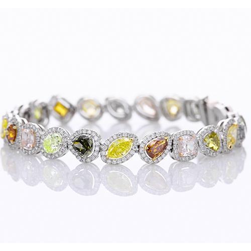 Multi Shaped & Colored Sapphire Tennis Bracelet 28.60 Carats Jewelry