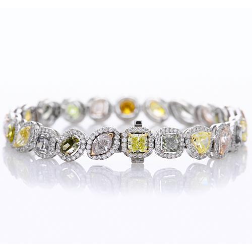 Multi Shaped & Colored Sapphire Tennis Bracelet 28.60 Carats Jewelry