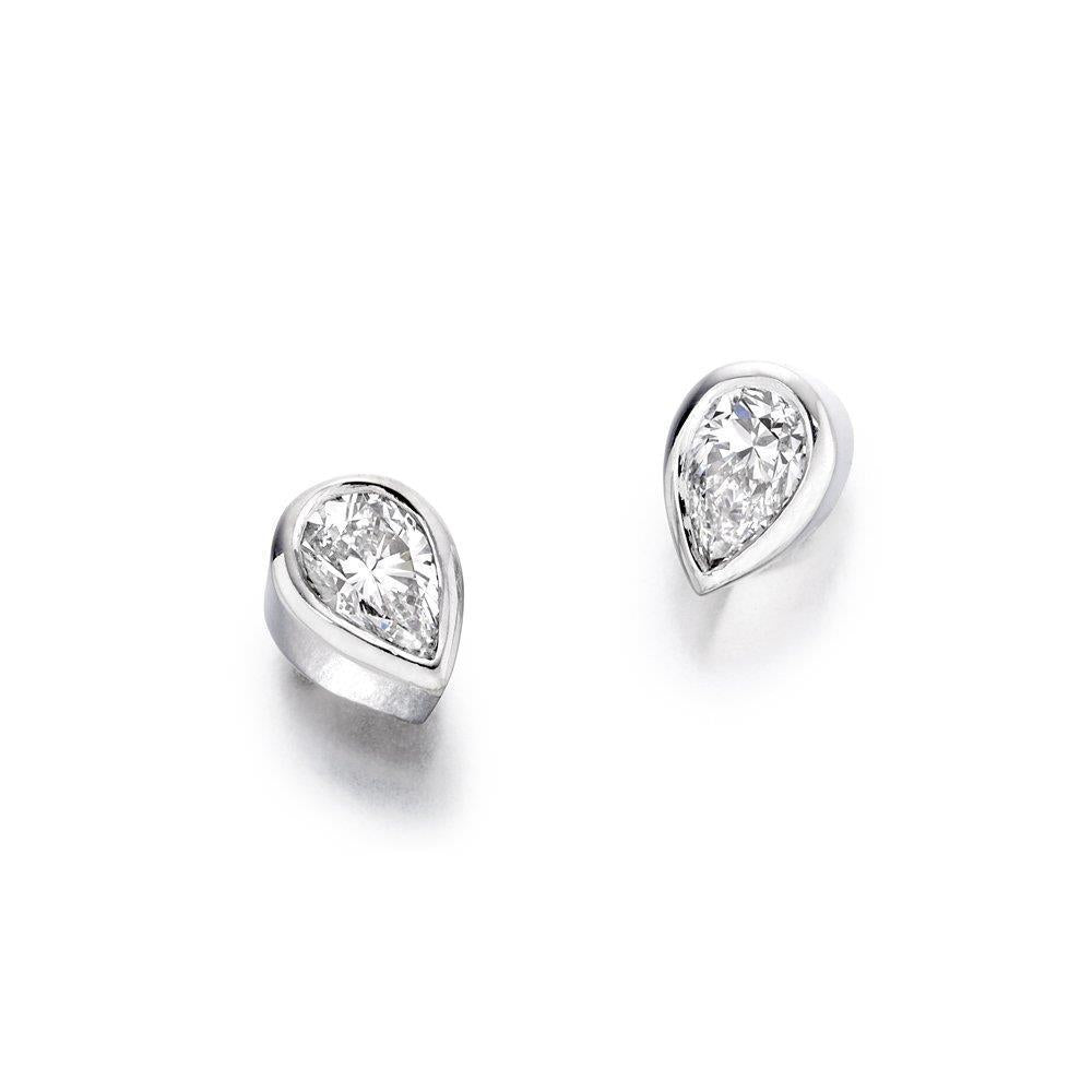 Natural 3 Carats Diamonds Studs Earrings Gold 14K White