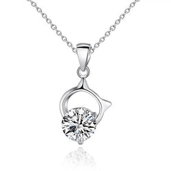 Natural Earth Mined Diamond Pendant Necklace 1.50 Carat Prong Set 14K White Gold