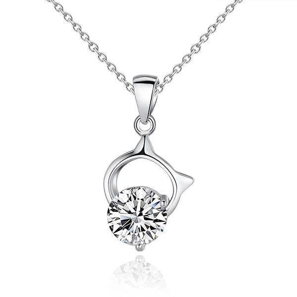 Natural Diamond Pendant Necklace 1.50 Carat Prong Set 14K White Gold