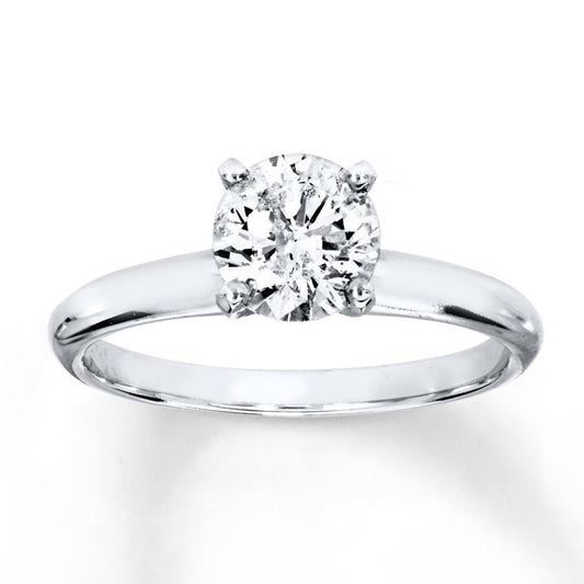 Natural Diamond Solitaire Ring 1.51 Carats White Gold 14K