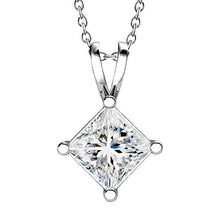 Natural Princess Cut Diamond Necklace Pendant 2.0 Carat White Gold 14K