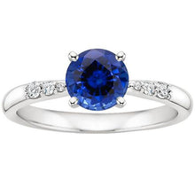Natural Solitaire Round Blue Sapphire With Accents Jewelry 2.50 Carats