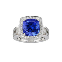 Natural Tanzanite With Diamonds 5.40 Ct Ring 14K White Gold