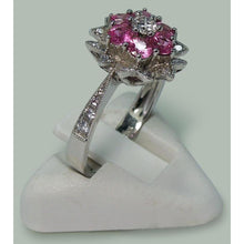 Natural Earth Mined Diamonds & Pink Sapphires 1.15 Ct. Flower Style Ring White Gold 14K