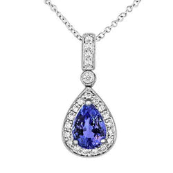 New Pear Tanzanite And Diamond Pendant Necklace 6.08 Carats