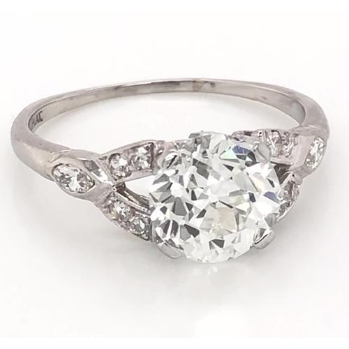 Old Mine Cut Diamond Ring Split Shank 1.60 Carats Women Jewelry