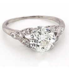 Old Mine Cut Diamond Ring Split Shank 1.60 Carats Women Jewelry