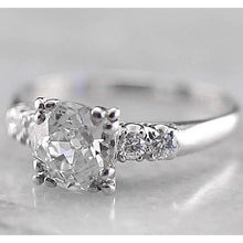 Old Miner Cushion Engagement Diamond Ring 2 Carats White Gold 14K