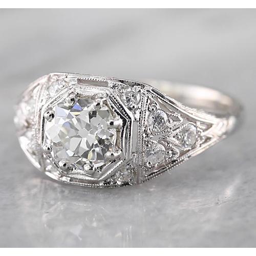 Old Miner Diamond Ring 2 Carats White Gold 14K