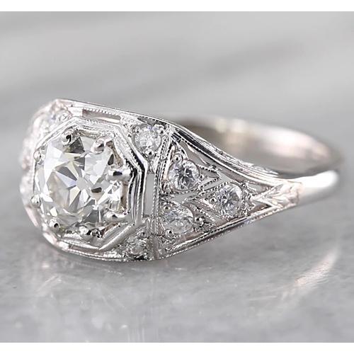 Old Miner Diamond Ring 2 Carats White Gold 14K