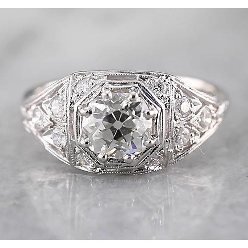 Old Miner Diamond Ring 2 Carats White Gold 14K