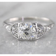 Old Miner Round Diamond Ring 1.50 Carats White Gold 14K
