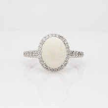 Opal And Diamonds 11.20 Carats Anniversary Ring 14K White Gold
