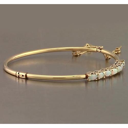 Opal Bangle 5.25 Carats Yellow Gold Women Jewelry New