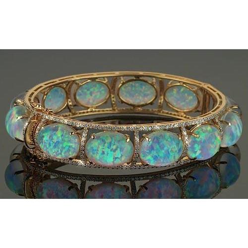Opal Diamond Bracelet Prong Set 89 Carats Bracelet Women