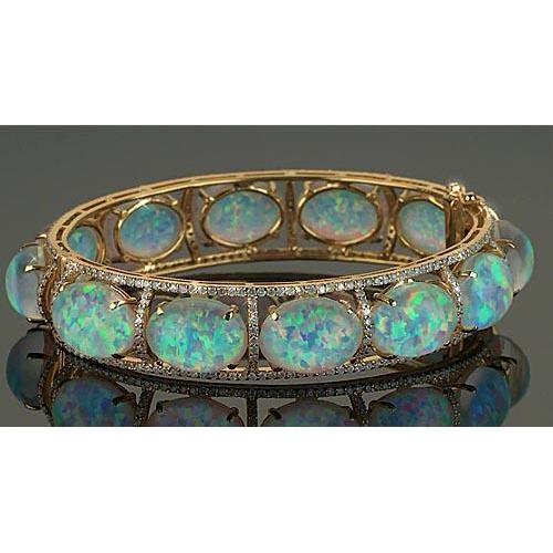 Opal Diamond Bracelet Prong Set 89 Carats Bracelet Women