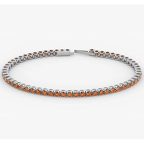 Orange Sapphire Tennis Bracelet Women 5.90 Carats White Gold 14K New